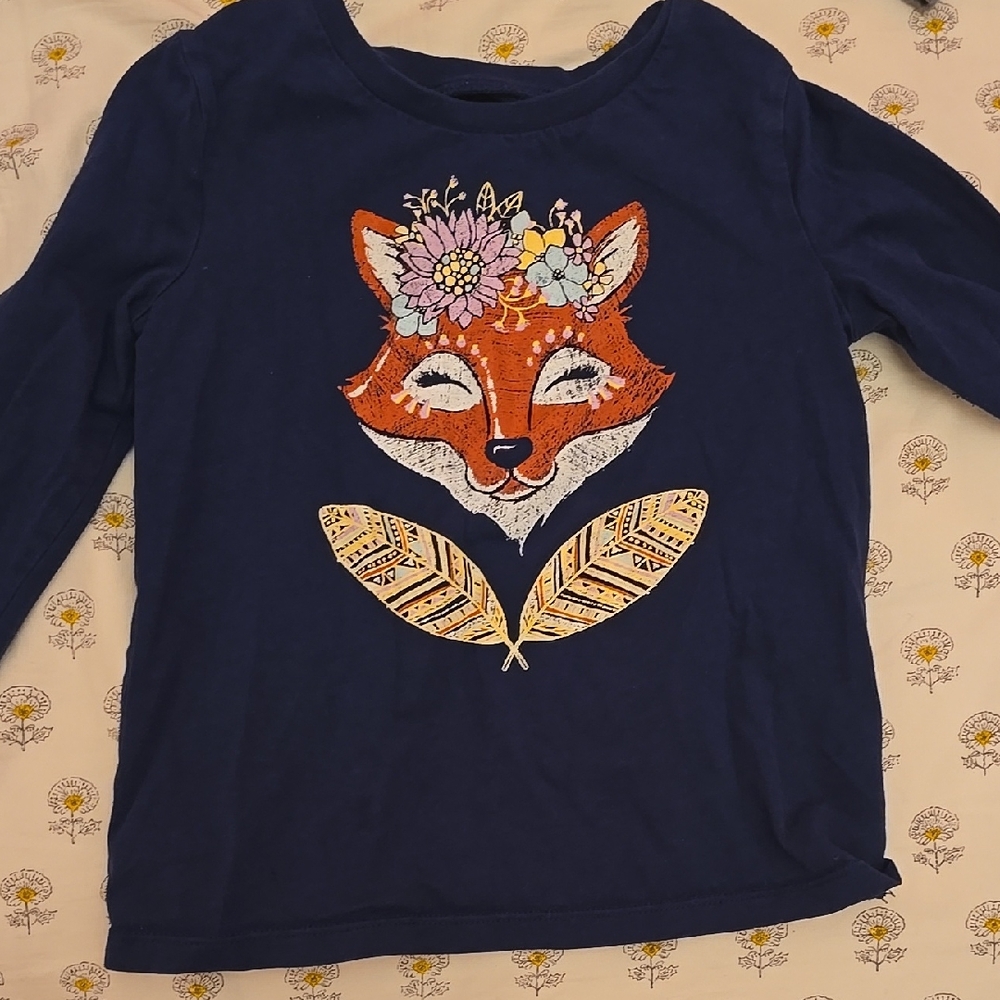 OshKosh B'gosh Blue and Orange Long Sleeve Tee with Fox Design